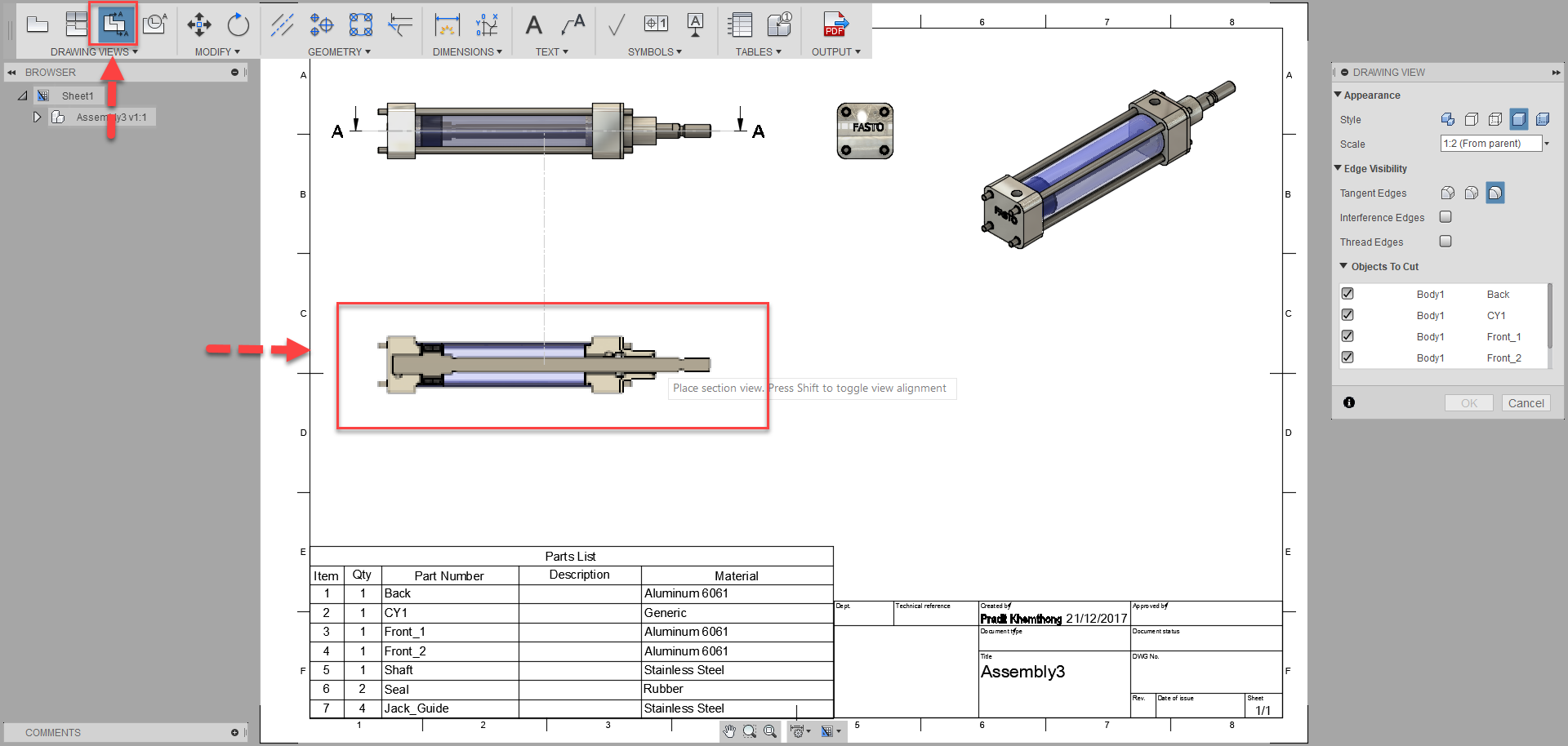 Fusion 360 Tip & Trick 51 แสดงชิ้นงานใน Section View