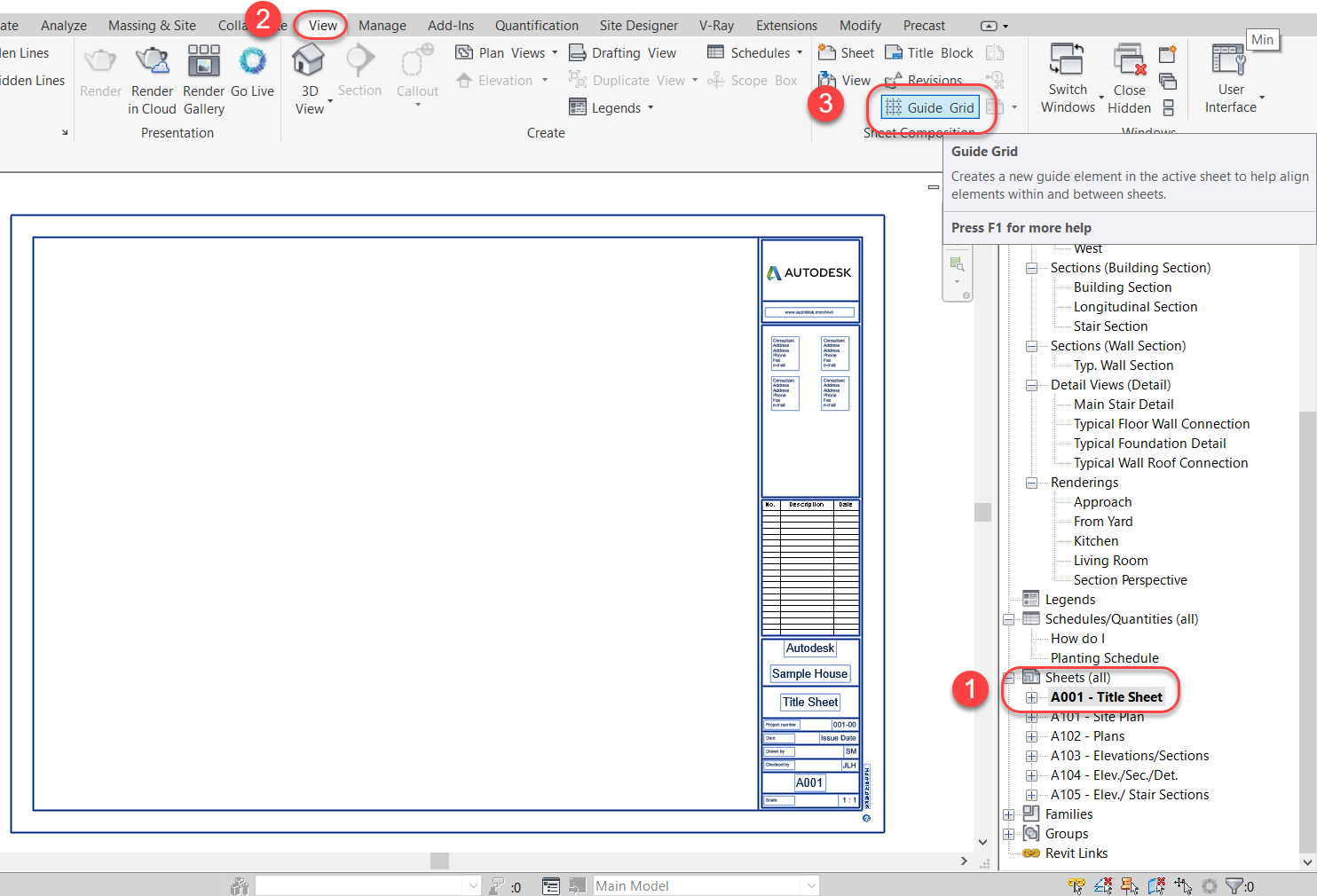revit tip : สร้างเส้นแนวอ้างอิง