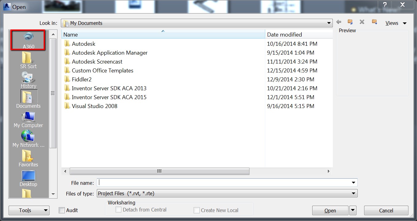 A360 Collaboration for Revit menu