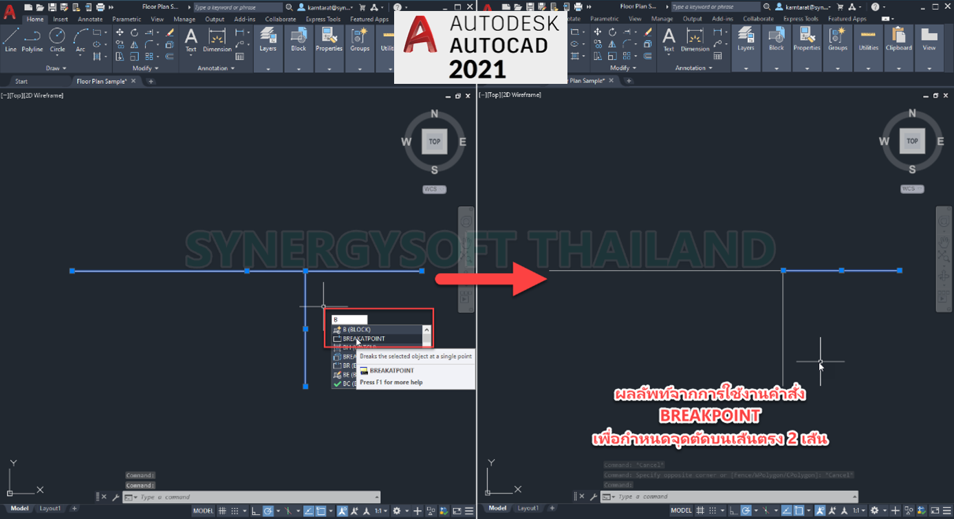 Synergysoft AutoCAD 2021 Break Objects at a Single Point